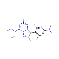 CCN(CC)c1nc(C)nc2c(-c3c(C)cc(N(C)C)nc3C)c(C)nn12 ZINC000040408029
