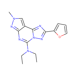 CCN(CC)c1nc2nn(C)cc2c2nc(-c3ccco3)nn12 ZINC000095573410