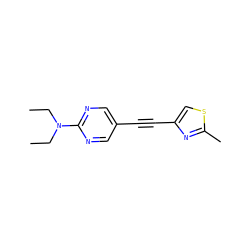 CCN(CC)c1ncc(C#Cc2csc(C)n2)cn1 ZINC000137248440