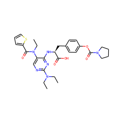 CCN(CC)c1ncc(N(CC)C(=O)c2cccs2)c(N[C@@H](Cc2ccc(OC(=O)N3CCCC3)cc2)C(=O)O)n1 ZINC000060152416