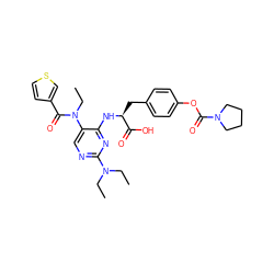 CCN(CC)c1ncc(N(CC)C(=O)c2ccsc2)c(N[C@@H](Cc2ccc(OC(=O)N3CCCC3)cc2)C(=O)O)n1 ZINC000060152398