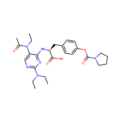 CCN(CC)c1ncc(N(CC)C(C)=O)c(N[C@@H](Cc2ccc(OC(=O)N3CCCC3)cc2)C(=O)O)n1 ZINC000096273524