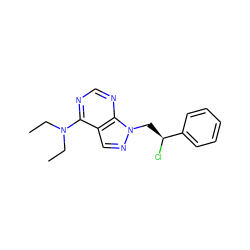 CCN(CC)c1ncnc2c1cnn2C[C@H](Cl)c1ccccc1 ZINC000040899247