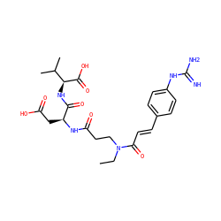 CCN(CCC(=O)N[C@@H](CC(=O)O)C(=O)N[C@H](C(=O)O)C(C)C)C(=O)/C=C/c1ccc(NC(=N)N)cc1 ZINC000029477286