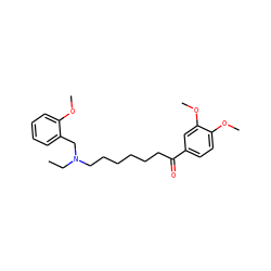 CCN(CCCCCCC(=O)c1ccc(OC)c(OC)c1)Cc1ccccc1OC ZINC000003785303