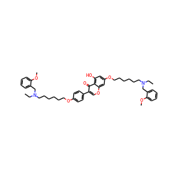 CCN(CCCCCCOc1ccc(-c2coc3cc(OCCCCCCN(CC)Cc4ccccc4OC)cc(O)c3c2=O)cc1)Cc1ccccc1OC ZINC000150599243