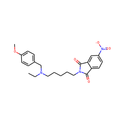 CCN(CCCCCN1C(=O)c2ccc([N+](=O)[O-])cc2C1=O)Cc1ccc(OC)cc1 ZINC000013738598