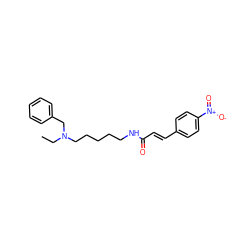 CCN(CCCCCNC(=O)/C=C/c1ccc([N+](=O)[O-])cc1)Cc1ccccc1 ZINC000013738620