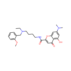 CCN(CCCCNC(=O)c1cc(=O)c2c(O)cc(N(C)C)cc2o1)Cc1ccccc1OC ZINC000299858350