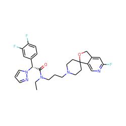CCN(CCCN1CCC2(CC1)OCc1cc(F)ncc12)C(=O)[C@@H](c1ccc(F)c(F)c1)n1cccn1 ZINC000040879658