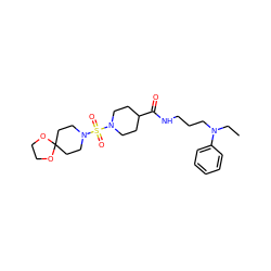 CCN(CCCNC(=O)C1CCN(S(=O)(=O)N2CCC3(CC2)OCCO3)CC1)c1ccccc1 ZINC000004035681