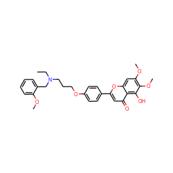 CCN(CCCOc1ccc(-c2cc(=O)c3c(O)c(OC)c(OC)cc3o2)cc1)Cc1ccccc1OC ZINC000473115497