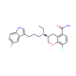 CCN(CCCc1c[nH]c2ccc(F)cc12)[C@@H]1COc2c(F)ccc(C(N)=O)c2C1 ZINC000034801022