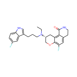 CCN(CCCc1c[nH]c2ccc(F)cc12)[C@H]1COc2c(F)cc3c(c2C1)C(=O)NCC3 ZINC000034841994