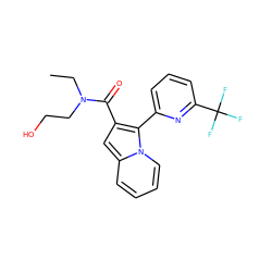 CCN(CCO)C(=O)c1cc2ccccn2c1-c1cccc(C(F)(F)F)n1 ZINC000095557186