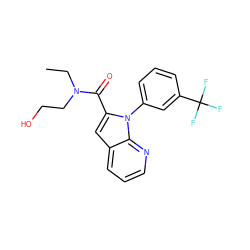 CCN(CCO)C(=O)c1cc2cccnc2n1-c1cccc(C(F)(F)F)c1 ZINC000095552871