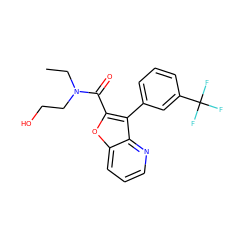 CCN(CCO)C(=O)c1oc2cccnc2c1-c1cccc(C(F)(F)F)c1 ZINC000095553683