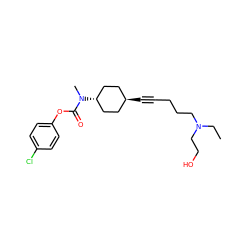 CCN(CCO)CCCC#C[C@H]1CC[C@H](N(C)C(=O)Oc2ccc(Cl)cc2)CC1 ZINC000254093876