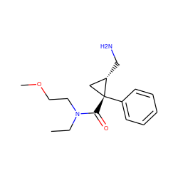 CCN(CCOC)C(=O)[C@@]1(c2ccccc2)C[C@@H]1CN ZINC000029128310