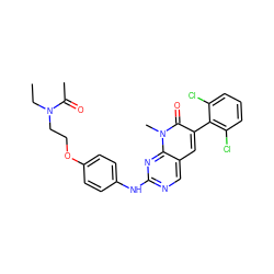 CCN(CCOc1ccc(Nc2ncc3cc(-c4c(Cl)cccc4Cl)c(=O)n(C)c3n2)cc1)C(C)=O ZINC000014945513