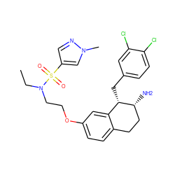 CCN(CCOc1ccc2c(c1)[C@H](Cc1ccc(Cl)c(Cl)c1)[C@H](N)CC2)S(=O)(=O)c1cnn(C)c1 ZINC000088260712