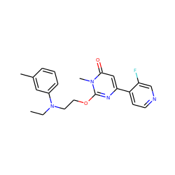 CCN(CCOc1nc(-c2ccncc2F)cc(=O)n1C)c1cccc(C)c1 ZINC000146522974