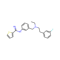 CCN(CCc1cccc(F)c1)Cc1cccc(NC(=N)c2cccs2)c1 ZINC000098208519