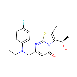 CCN(Cc1cc(=O)n2c([C@@H](C)O)c(C)sc2n1)c1ccc(F)cc1 ZINC000653851001