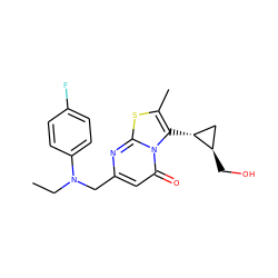 CCN(Cc1cc(=O)n2c([C@@H]3C[C@H]3CO)c(C)sc2n1)c1ccc(F)cc1 ZINC000653846579