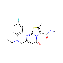 CCN(Cc1cc(=O)n2c(C(=O)NC)c(C)sc2n1)c1ccc(F)cc1 ZINC000584905302