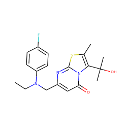 CCN(Cc1cc(=O)n2c(C(C)(C)O)c(C)sc2n1)c1ccc(F)cc1 ZINC000653851008