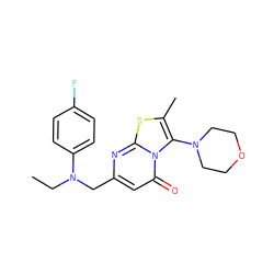 CCN(Cc1cc(=O)n2c(N3CCOCC3)c(C)sc2n1)c1ccc(F)cc1 ZINC000653842810