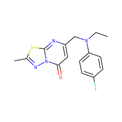 CCN(Cc1cc(=O)n2nc(C)sc2n1)c1ccc(F)cc1 ZINC000058232249