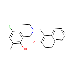 CCN(Cc1cc(Cl)cc(C)c1O)Cc1c(O)ccc2ccccc12 ZINC000003954182