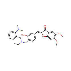 CCN(Cc1ccc(/C=C2\Oc3cc(OC)c(OC)cc3C2=O)cc1O)Cc1ccccc1N(C)C ZINC001772612837