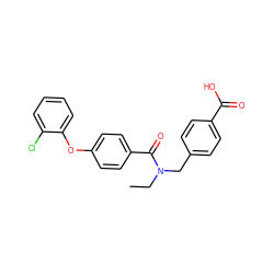 CCN(Cc1ccc(C(=O)O)cc1)C(=O)c1ccc(Oc2ccccc2Cl)cc1 ZINC000584598159