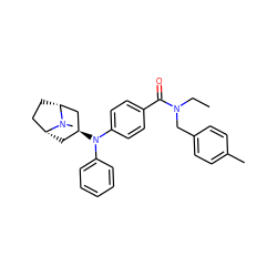 CCN(Cc1ccc(C)cc1)C(=O)c1ccc(N(c2ccccc2)[C@H]2C[C@@H]3CC[C@H](C2)N3C)cc1 ZINC000100855493