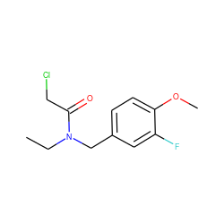 CCN(Cc1ccc(OC)c(F)c1)C(=O)CCl ZINC000004205483