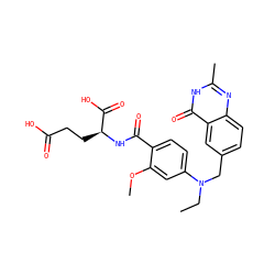 CCN(Cc1ccc2nc(C)[nH]c(=O)c2c1)c1ccc(C(=O)N[C@@H](CCC(=O)O)C(=O)O)c(OC)c1 ZINC000026831935