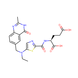 CCN(Cc1ccc2nc(C)[nH]c(=O)c2c1)c1cnc(C(=O)N[C@@H](CCC(=O)O)C(=O)O)s1 ZINC000013821843