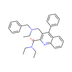 CCN(Cc1ccccc1)Cc1c(C(=O)N(CC)CC)nc2ccccc2c1-c1ccccc1 ZINC000013862496