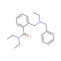 CCN(Cc1ccccc1)Cc1ccccc1C(=O)N(CC)CC ZINC000013862493