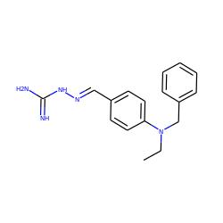 CCN(Cc1ccccc1)c1ccc(/C=N/NC(=N)N)cc1 ZINC000003262563