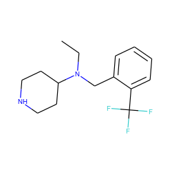 CCN(Cc1ccccc1C(F)(F)F)C1CCNCC1 ZINC000036093174