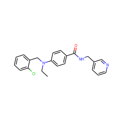 CCN(Cc1ccccc1Cl)c1ccc(C(=O)NCc2cccnc2)cc1 ZINC000072141427