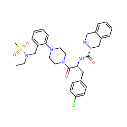 CCN(Cc1ccccc1N1CCN(C(=O)[C@@H](Cc2ccc(Cl)cc2)NC(=O)[C@H]2Cc3ccccc3CN2)CC1)S(C)(=O)=O ZINC000027208038