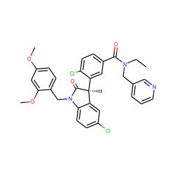 CCN(Cc1cccnc1)C(=O)c1ccc(Cl)c([C@]2(C)C(=O)N(Cc3ccc(OC)cc3OC)c3ccc(Cl)cc32)c1 ZINC000003933536