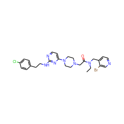 CCN(Cc1ccncc1Br)C(=O)CN1CCN(c2ccnc(NCCc3ccc(Cl)cc3)n2)CC1 ZINC000071318928