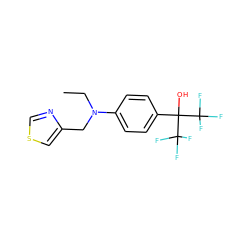 CCN(Cc1cscn1)c1ccc(C(O)(C(F)(F)F)C(F)(F)F)cc1 ZINC000035942802