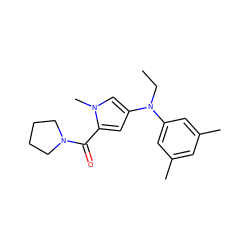 CCN(c1cc(C)cc(C)c1)c1cc(C(=O)N2CCCC2)n(C)c1 ZINC000040934867